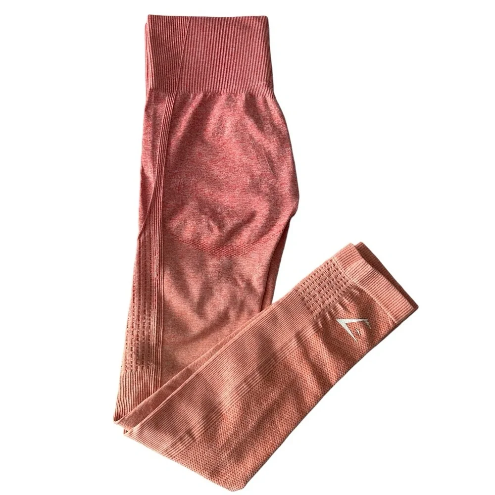 Gymshark Ombré Seamless Leggings in Peach Coral - Picture 2 of 5
